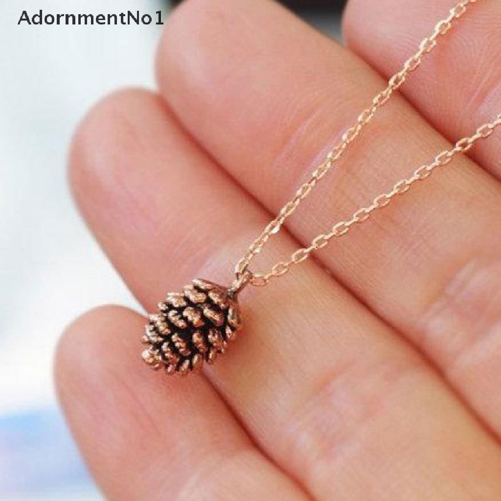 (AdornmentNo1) Kalung Rantai Dengan Liontin Biji Pohon Cemara / Buah Pinus Untuk Wanita