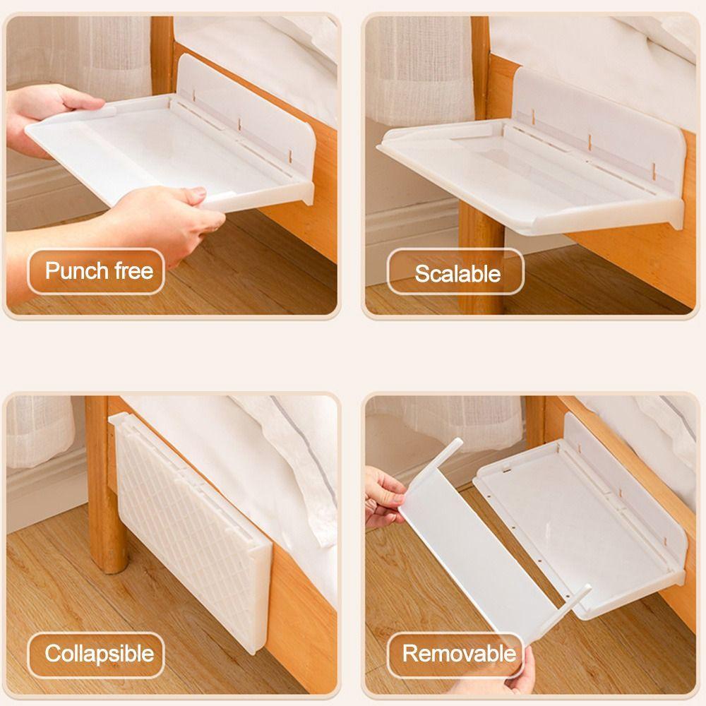 Solighter Rak Samping Tempat Tidur Adjustable Untuk Dapur Kamar Mandi Bebas Paku Penyimpanan Organizer Rak Lipat