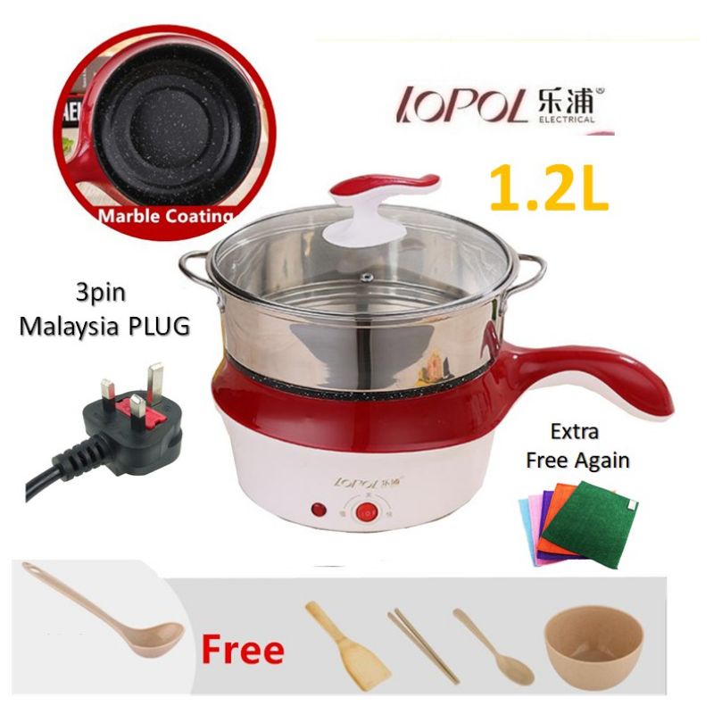 Rice Cooker Lopol Electric NonStick Ceramic/Marble Frying Pan Rice Multi Mini Rice Cooker 1.2L