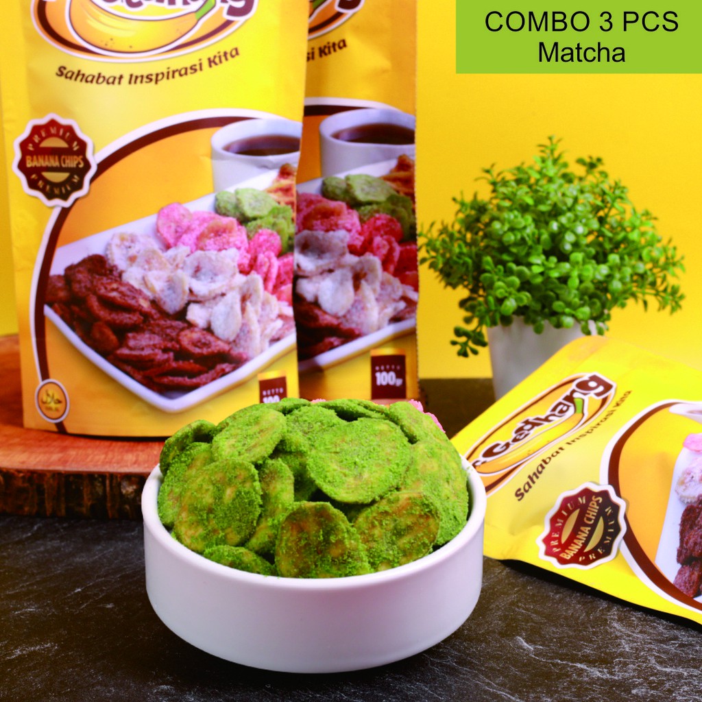 

Combo 3pcs Mr Gedhang Matcha - Keripik Pisang 100gr Cemilan [kemasan praktis ] BEST SELLER