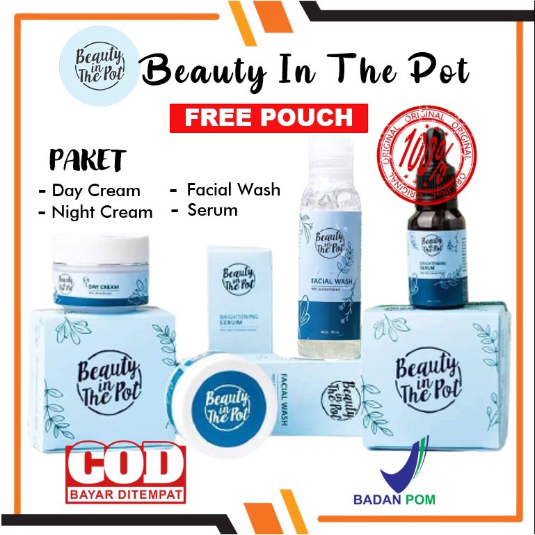 [FREE POUCH | 1 PAKET] Beauty In The Pot Skincare Original | Facial Wash | Serum | Night Cream | Day