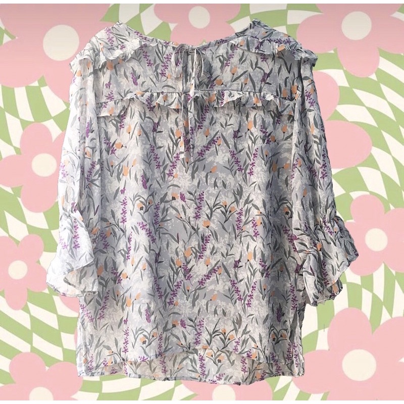BLOUSE KOREA RUFFLE SIFON FLORAL