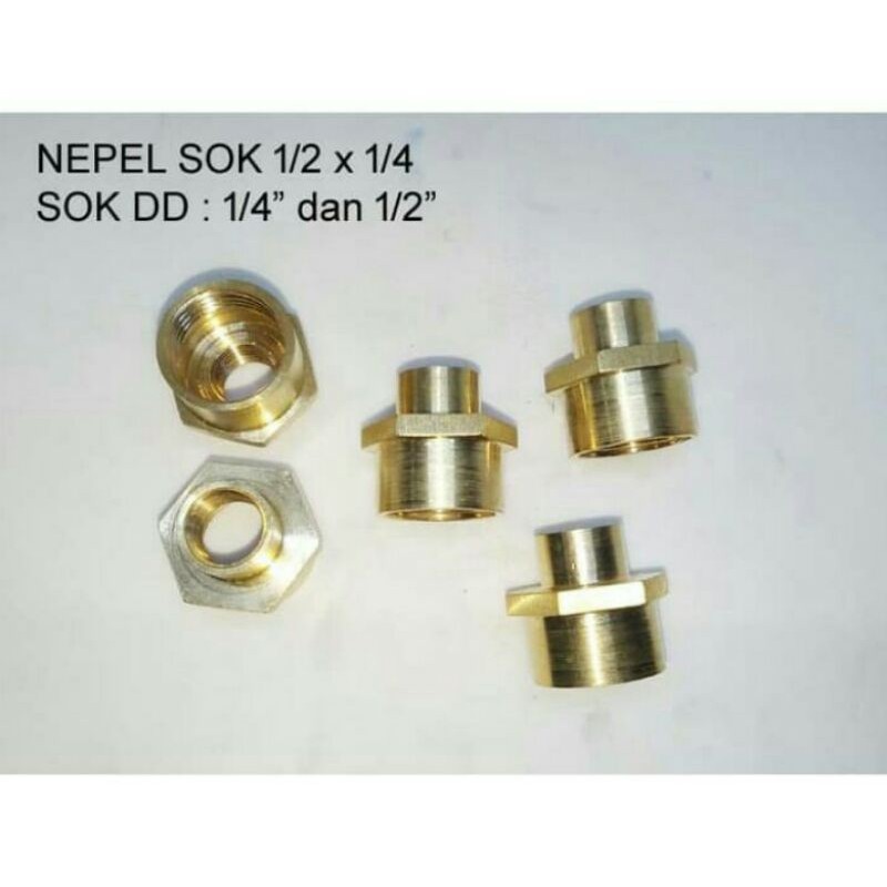 Grosir Nepel Sok Kuningan 1/2" X 1/4" Verlop Sok Drat Dalam 1/2"x1/4" Sok Drat 1/2 Inch X 1/4 Inch Verlup NREDwb3s9DA8gR