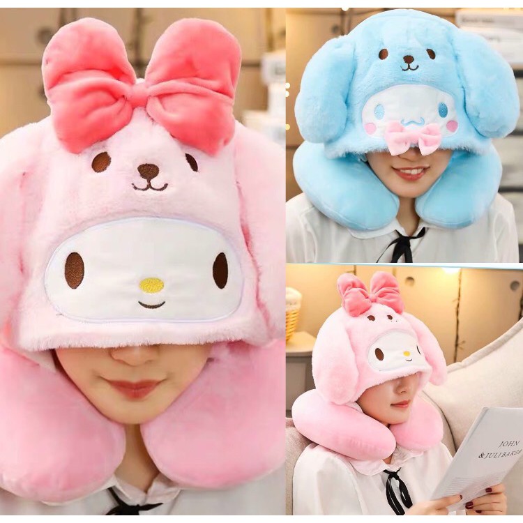 BANTAL LEHER BONEKA MELODY CINNAMOROLL NECK PILLOW HELLO KITTY