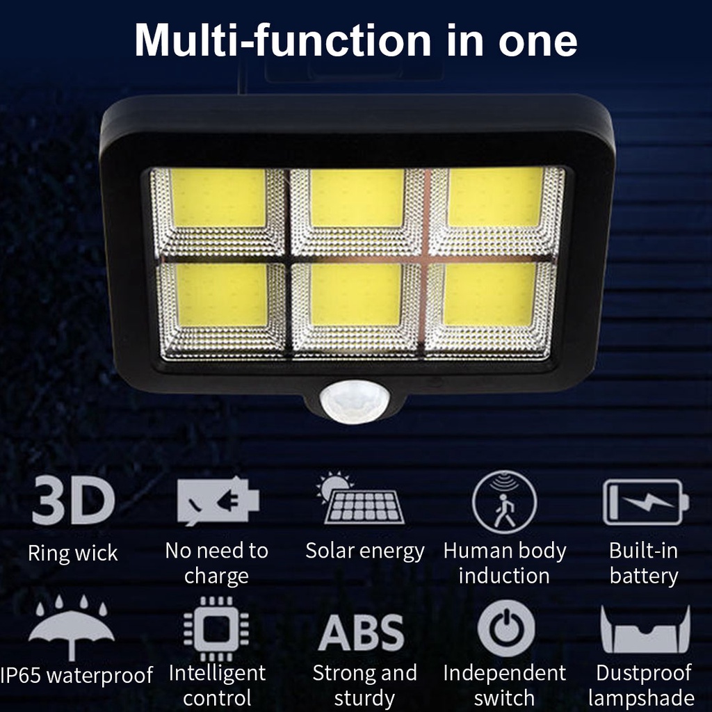 Lampu Teras Lampu Taman Lampu Jalan tenaga surya Sensor Gerak PIR 120LED Panel terpisah dengan kabel, Solar panel Outdoor anti air waterproof lampu pagar taman 120 olar Light Outdoor Motion Sensor Recharge Solar Wall Light Waterproof Emergency Light