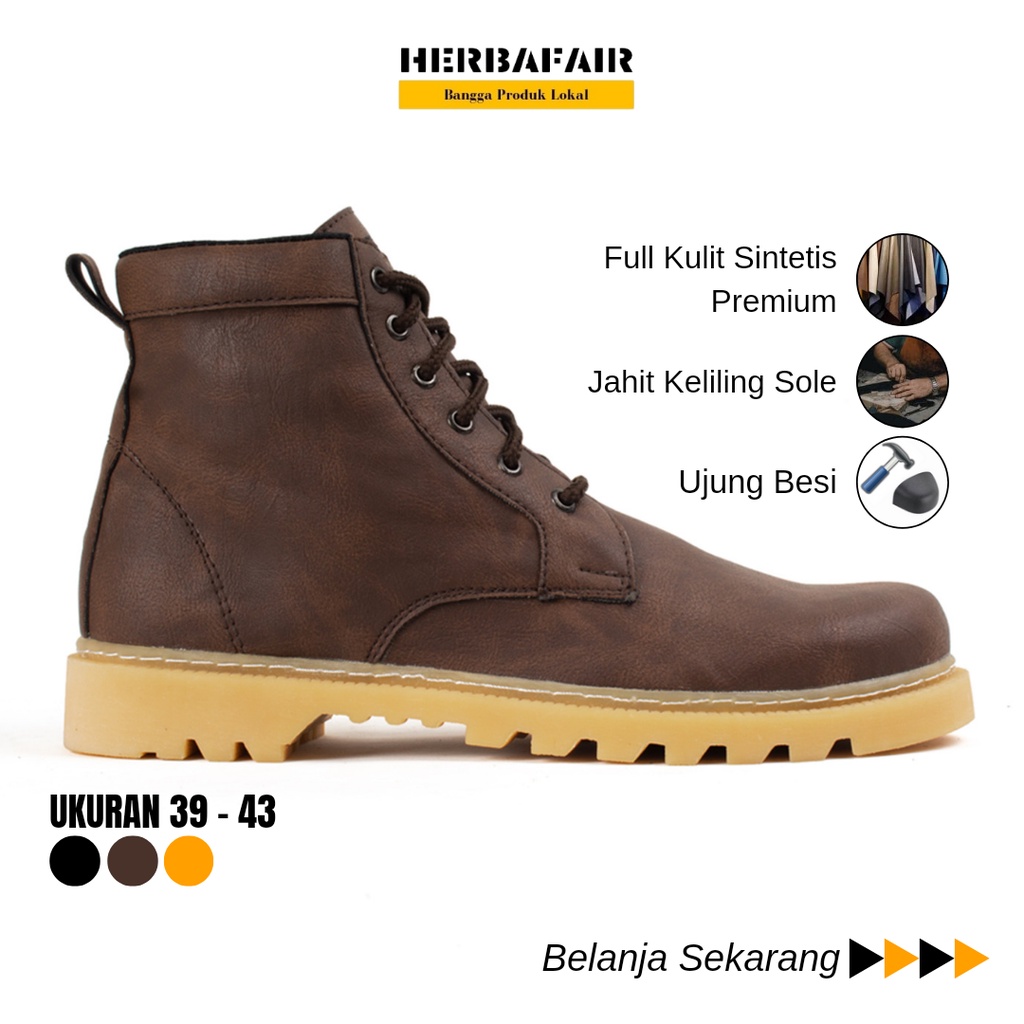 Sepatu Boots Pria Crypton | Sepatu Kulit Pria | Sepatu Boot Kulit Pria | Sepatu Kulit Sintetis Cowok