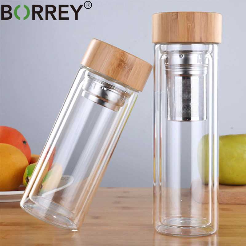 (BISA COD) RVOSTR BORREY Botol Minum Kaca Tea Infuser Glass Bottle 450ml - BR-029