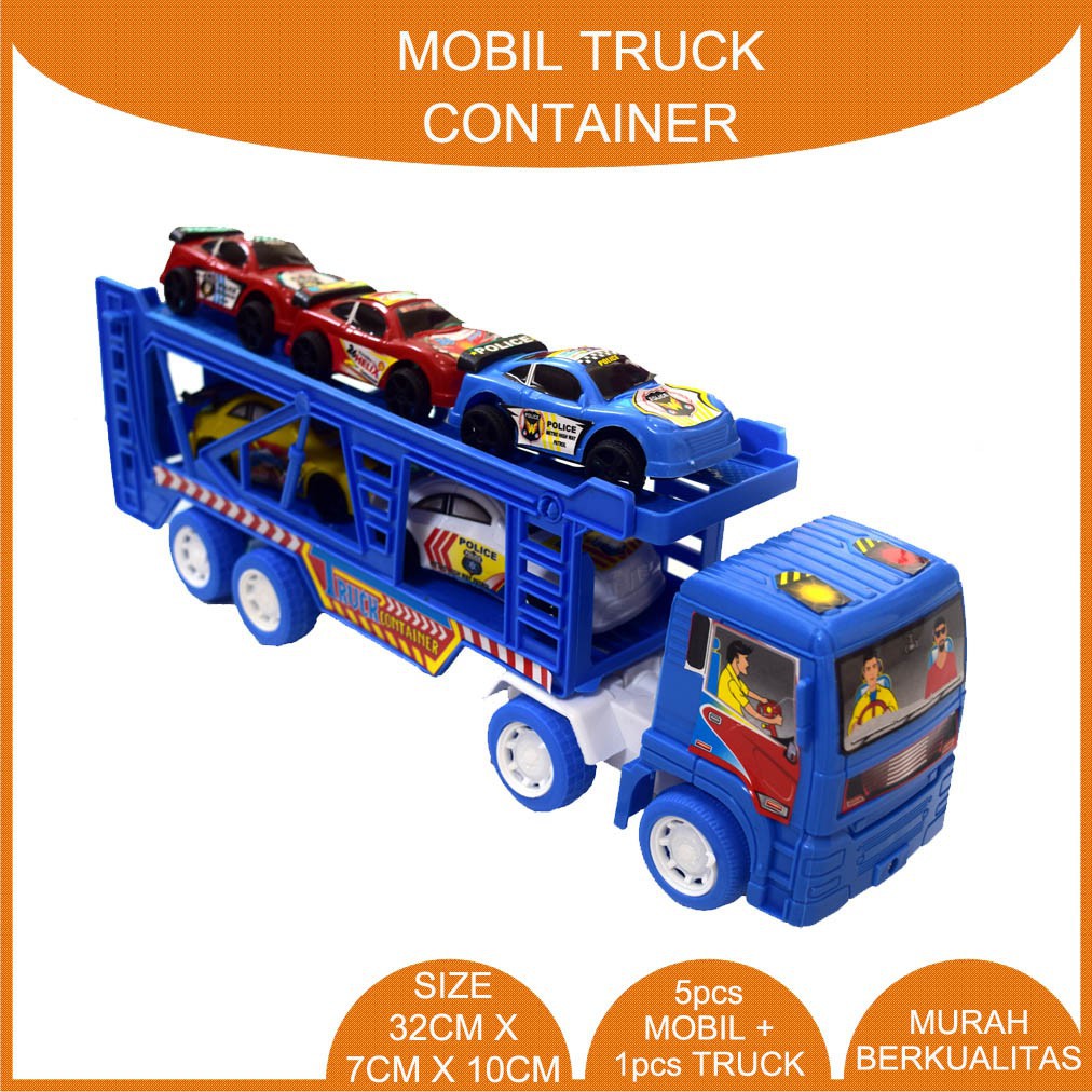 Mainan Mobil Truck Kontainer isi mobil 5pcs Full Colour Truck Container ST 2110