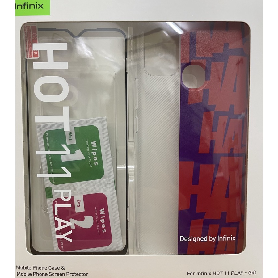 Softcase dan Tempered Glass Infinix Hot 11 Play Original