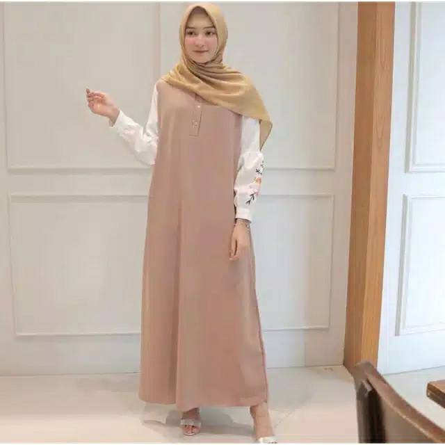 DRESS BORDIR LENGAN PUTIH / DRESS KIKAN / GAMIS