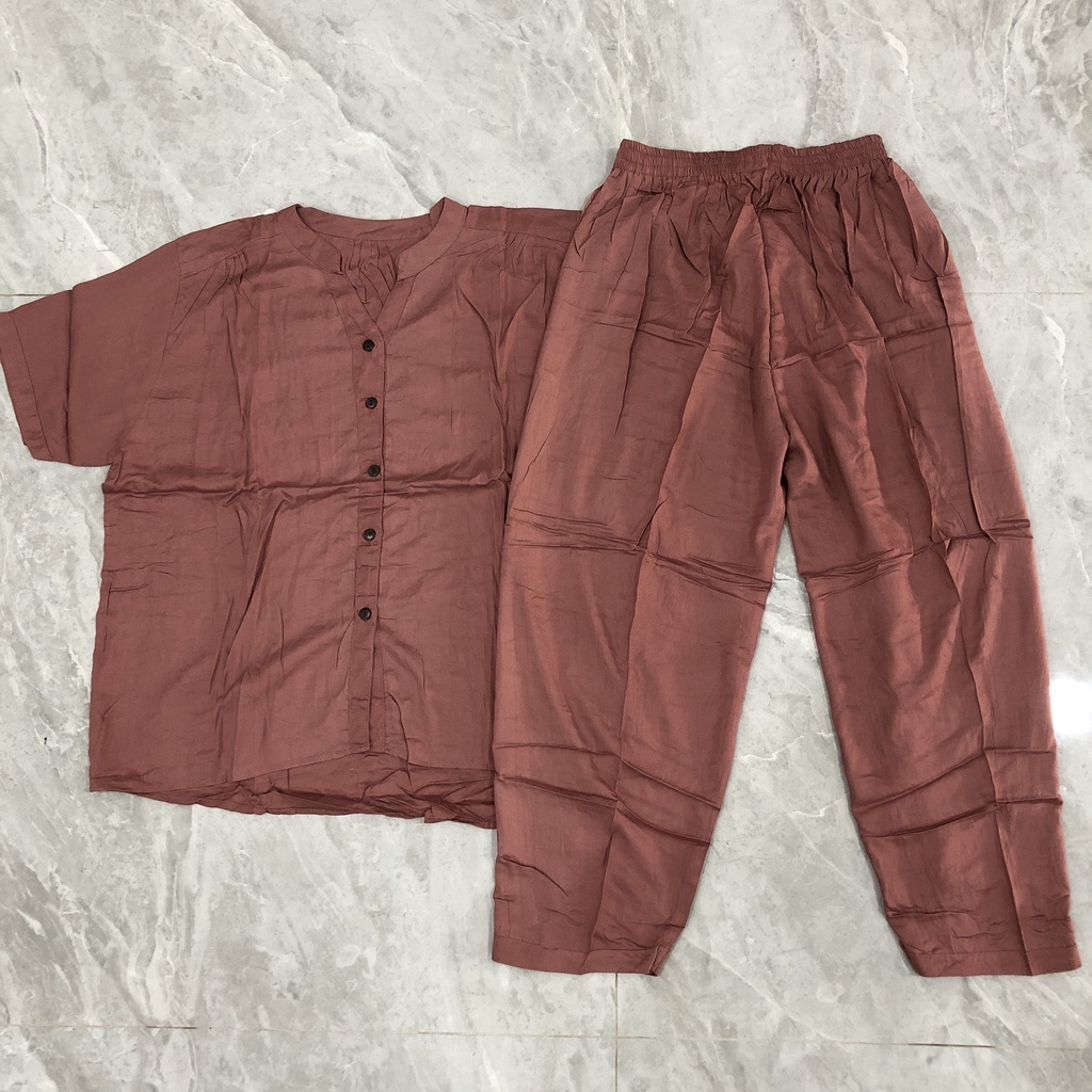 JUMBO Baju Tidur Wanita Piyama Setelan Rayon CP Celana Panjang - Polos-Raspberry Red