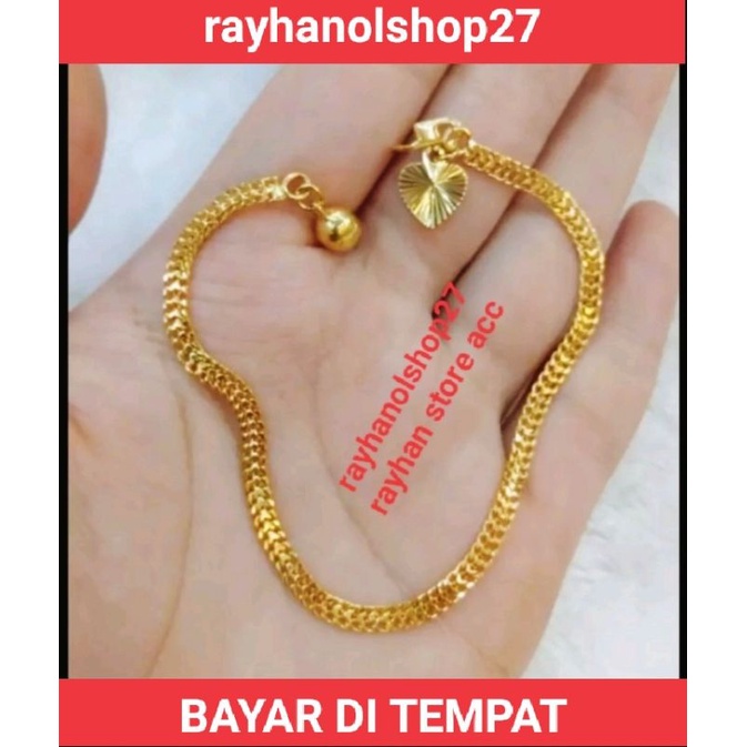 SM Gelang tangan Titanium rumbai wanita cantik lapis emas Anti karat tersedia warna gold dan silver