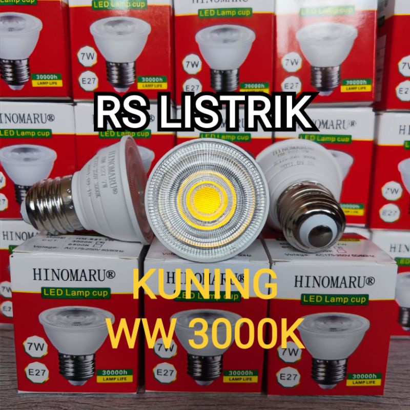 HINOMARU Lampu LED COB Halogen Light Spotlight 7 Watt 7W E27 AC175-250V KUNING WARM WHITE 3000K 50/60Hz