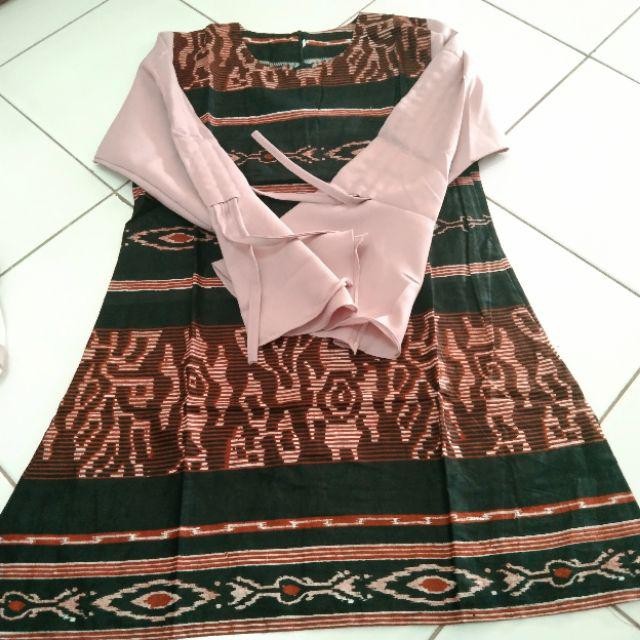 Tey-17 Batik Wanita Asj Sa Hrb026 Kenongo Kemeja Tosca Pendek