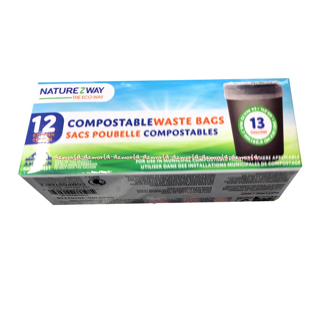 NatureZWay Compostable Lawn Garden Waste Bags 13gallon Plastik Sampah Putih Bin