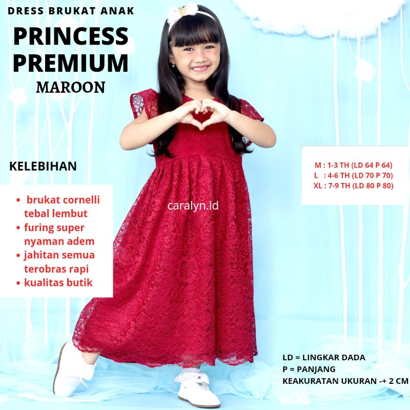 DRESS BRUKAT ANAK PRINCESS 0-9 TAHUN PAUD SD