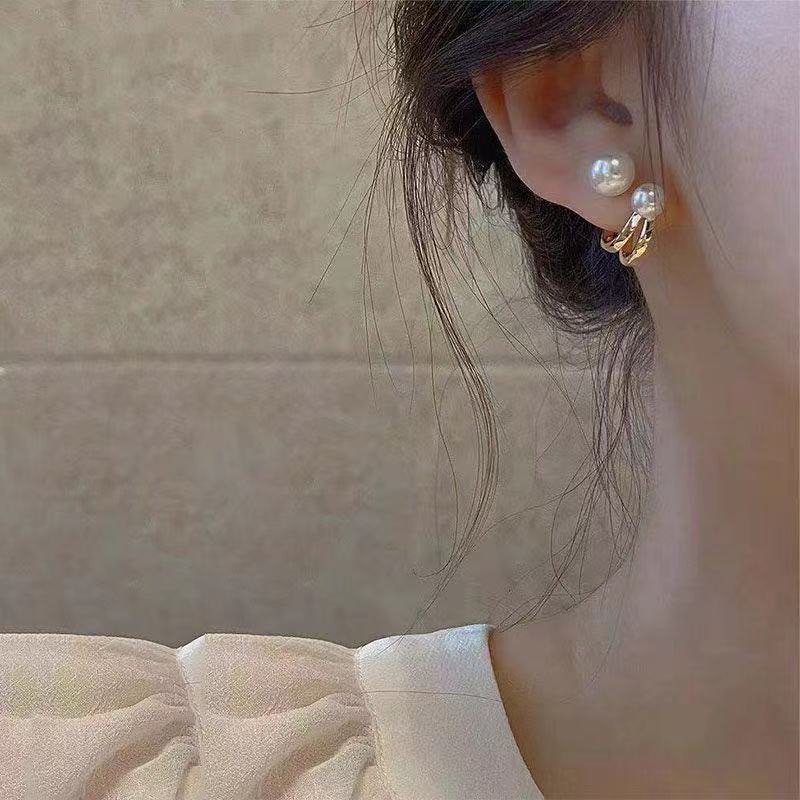 1 Pasang Anting Tusuk Model Mutiara Gaya Vintage Untuk Wanita