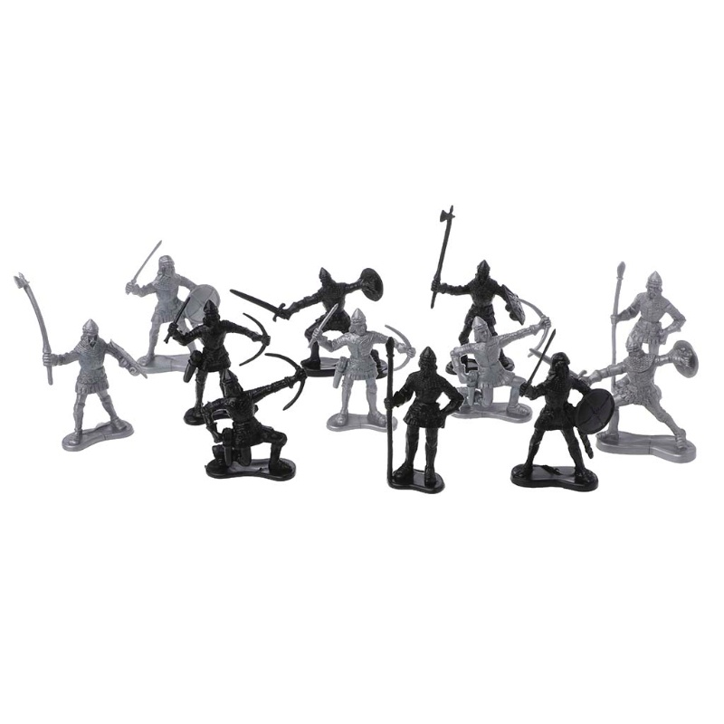 Mary 14Pcs/set Medieval Knights Mainan Ketapel Crossbow Soldier Angka Playset Kereta