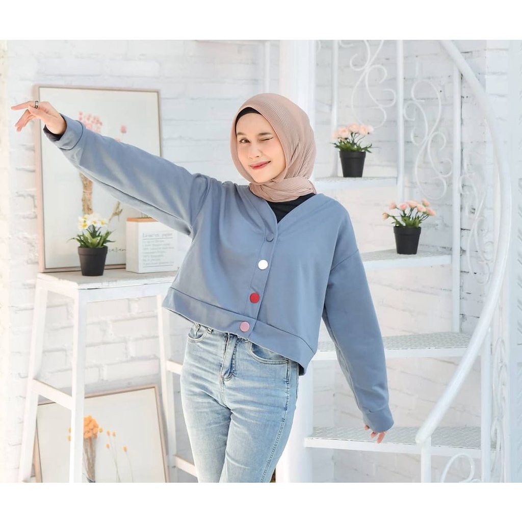 PHARSA CROOPE BUTTON SWEATER - SWEATER WANITA CASUAL - SWEATER OVERSIZE