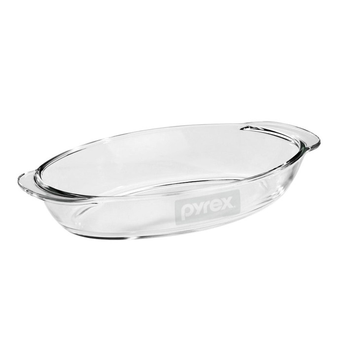 PYREX 3.9L Dish Kaca Mangkok Panggang Bentuk Oval Tahan Panas dan Tebal