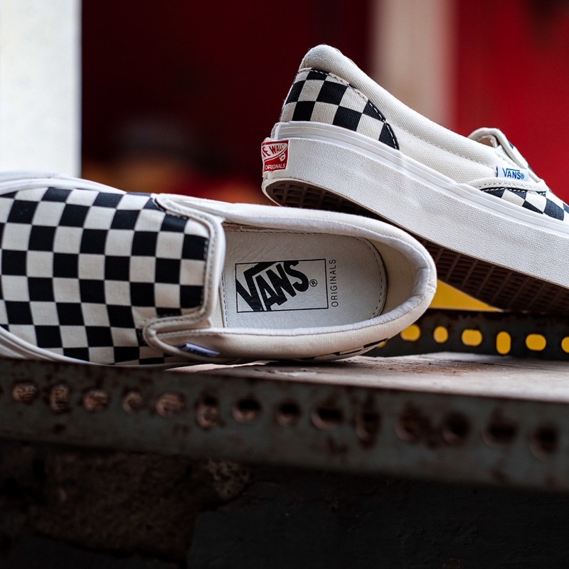 VANS SLIP-ON VAULT OG LX (SS2016) CHECKERBOARD BLACK WHITE ORIGINAL 100%