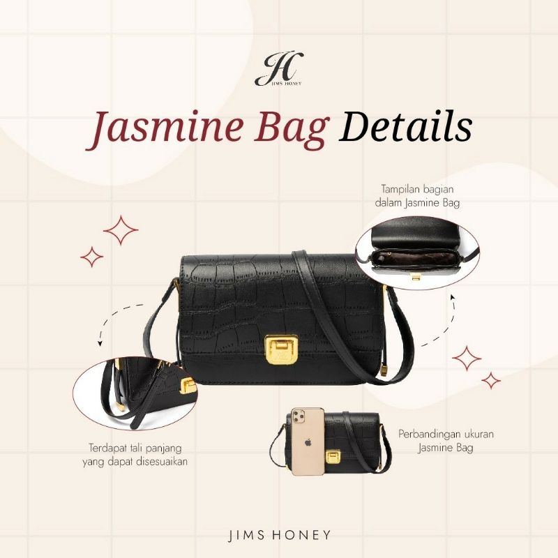 Jasmine Bag Jims Honey Original Tas Selempang Wanita Realpic Cod Motif Croco Mate