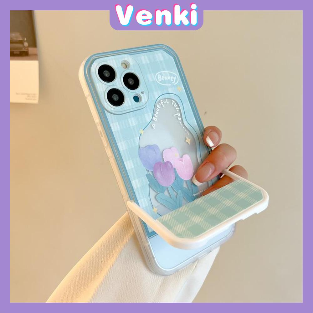 iPhone Case Acrylic Invisible Folding Stand Silicone Soft Case Airbag Shockproof Camera Cover Flower Compatible For iPhone 11 Pro Max 13 Pro Max 12 Pro Max 7Plus xr XS Max