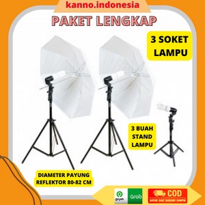 Paket Perlengkapan Lighting Lampu Kamera Tripod Foto Youtuber Portrait Peralatan Studio Socket Refle