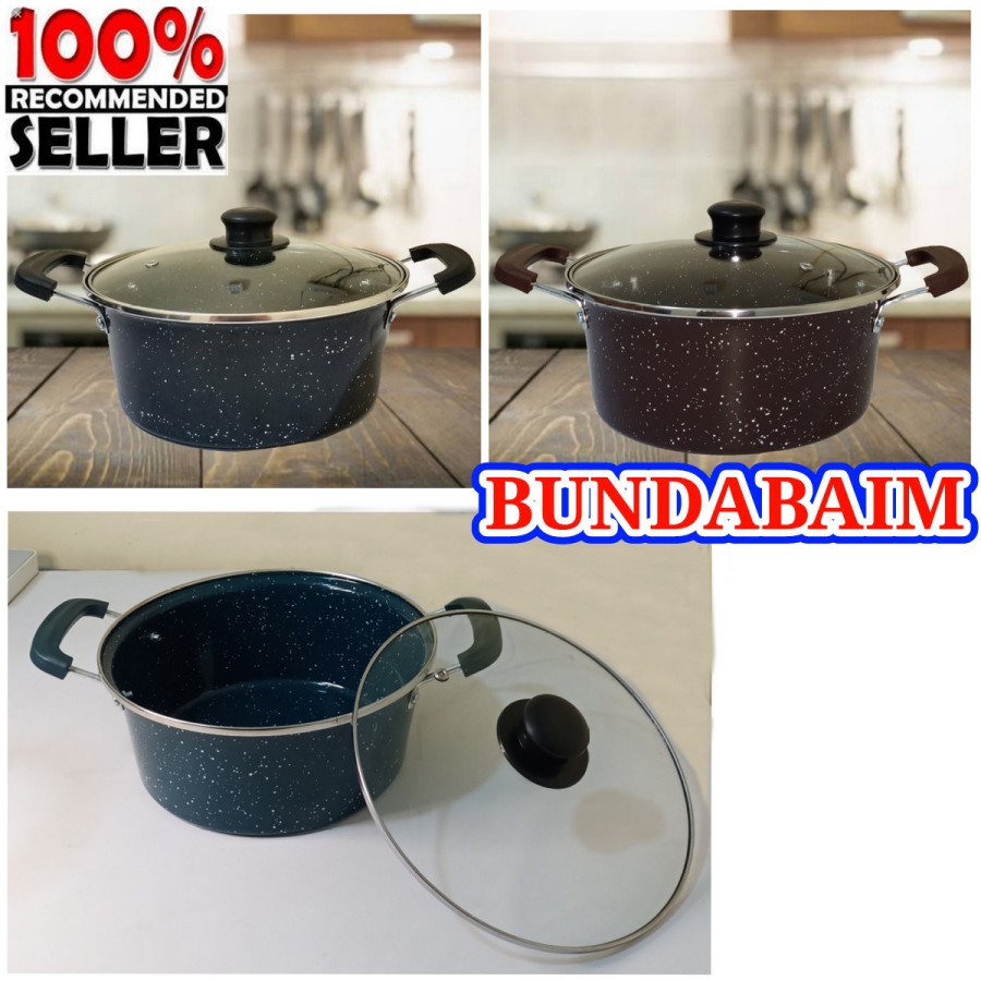 PANCI KUAH 24CM GSE TG24 / WAJAN ENAMEL MANGKOK TUTUP KACA SERBAGUNA SB