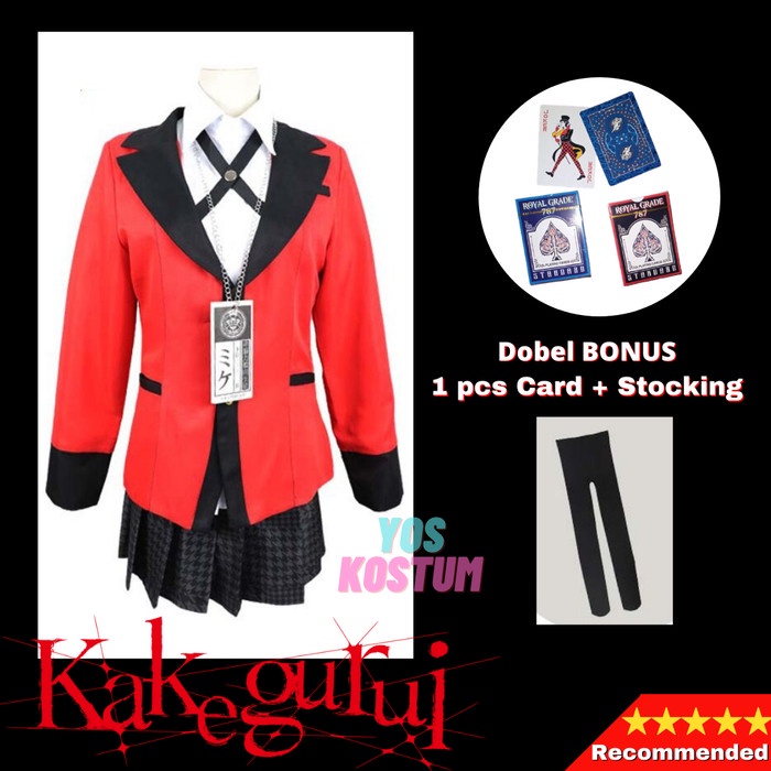 Kostum Kakegurui Yumiko Jabami Baju Cosplay Anime Set Costume Impor