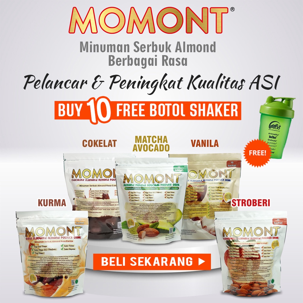 Momont Almond Milk Susu Pelancar ASI dan Peningkat Kualitas ASI 200gr 10 Sachet | Halal | BPOM