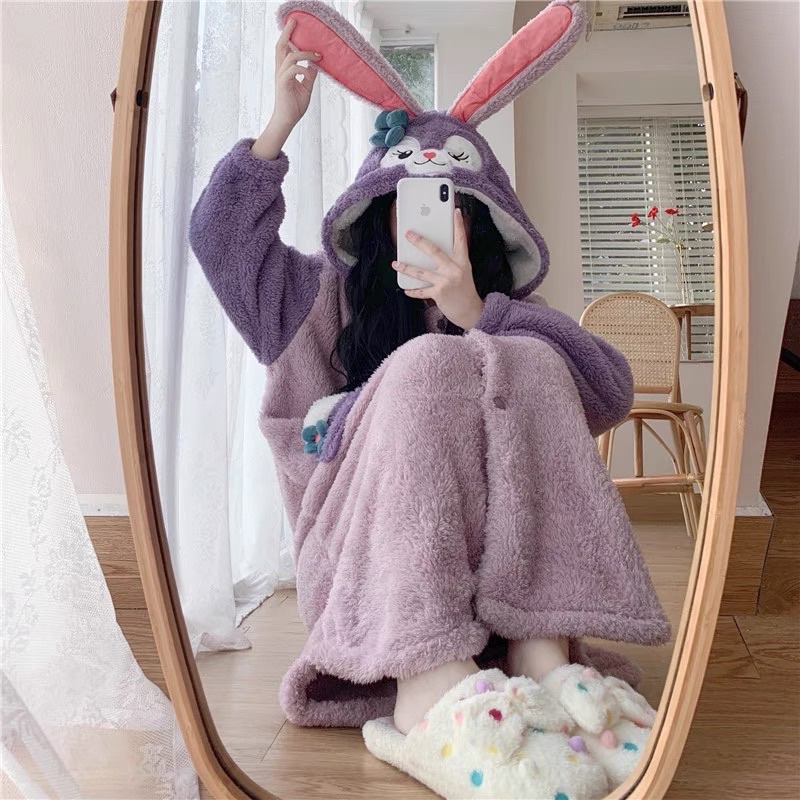 [ready stock] stella bunny pajamas | onesie piyama pajama baju tidur set korea import