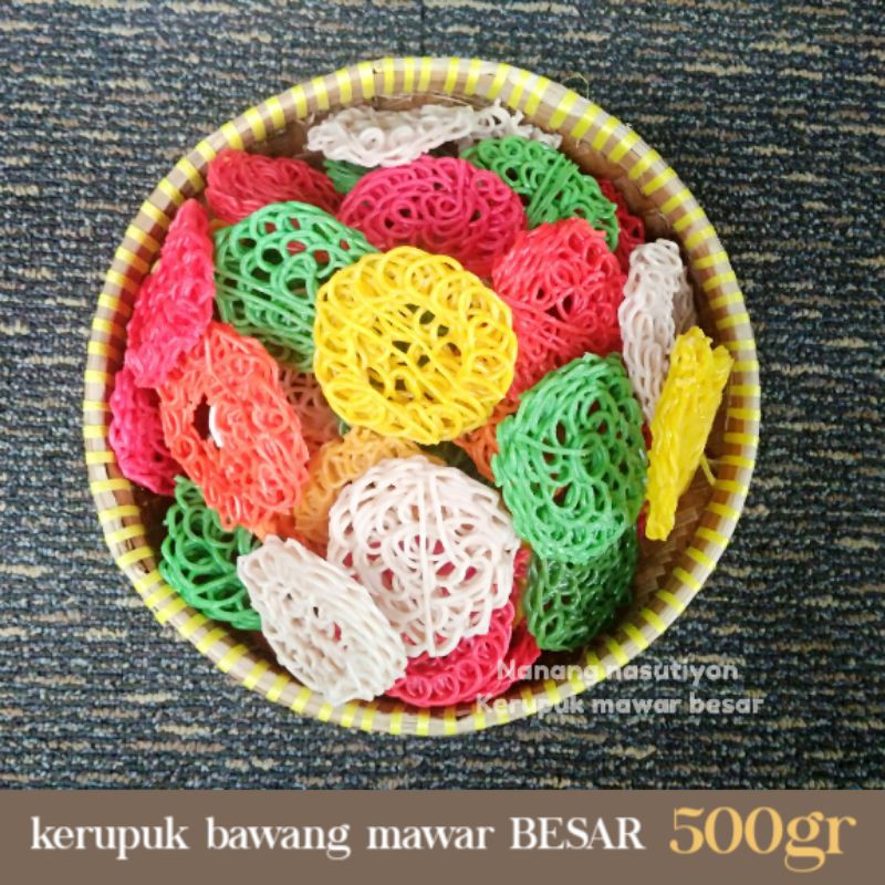 

Kerupuk bawang mawar bulat besar mentah netto 500gram