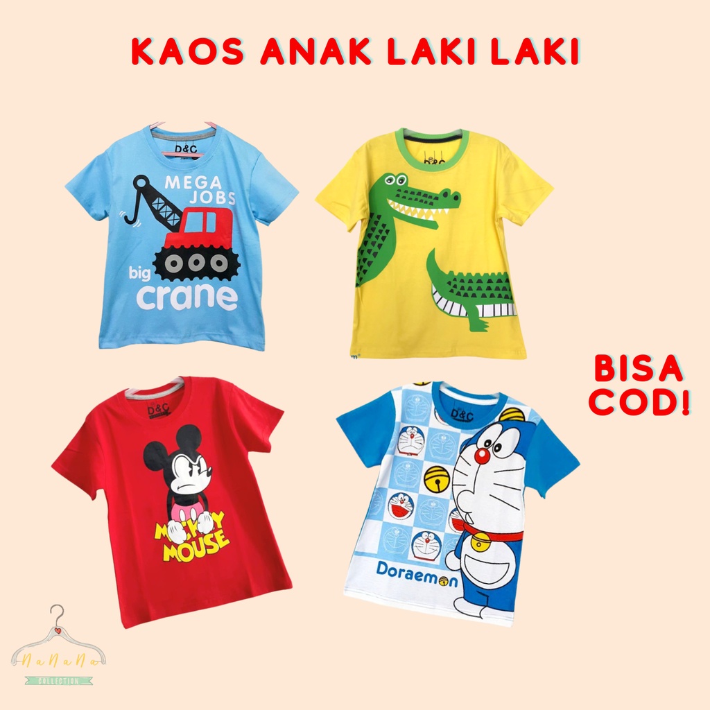 Kaos Anak Laki Laki Motif Mickey Mouse Doraemon Umur  1-10 Tahun | Kaos Anak Murah | Kaos Anak Laki 
