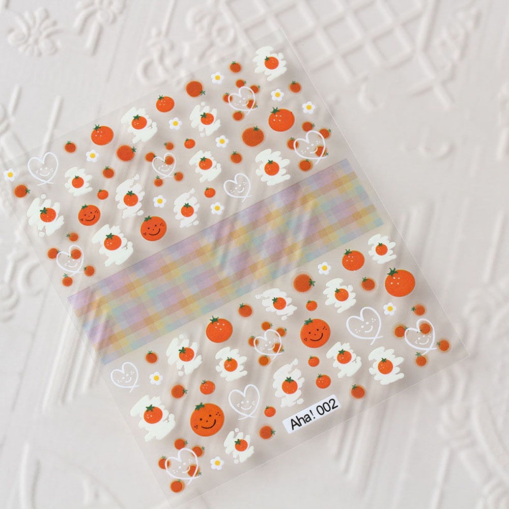 MXBEAUTY Women Cartoon Nail Sticker Cute Manicure Accessories Nail Art Decorations Flower Self-adhesive Summer Painted Applique Girls INS DIY Nail Decals