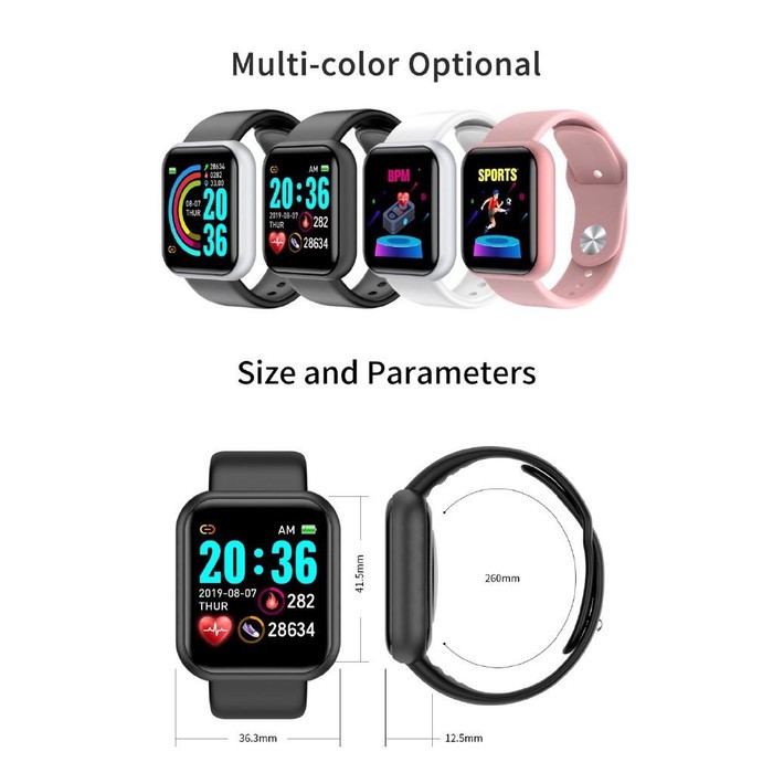 ❤Freedom❤ smartwatch  wanita  Y68 Smart watch D20S Tahan Air IP68 Monitor  smartwatch pria