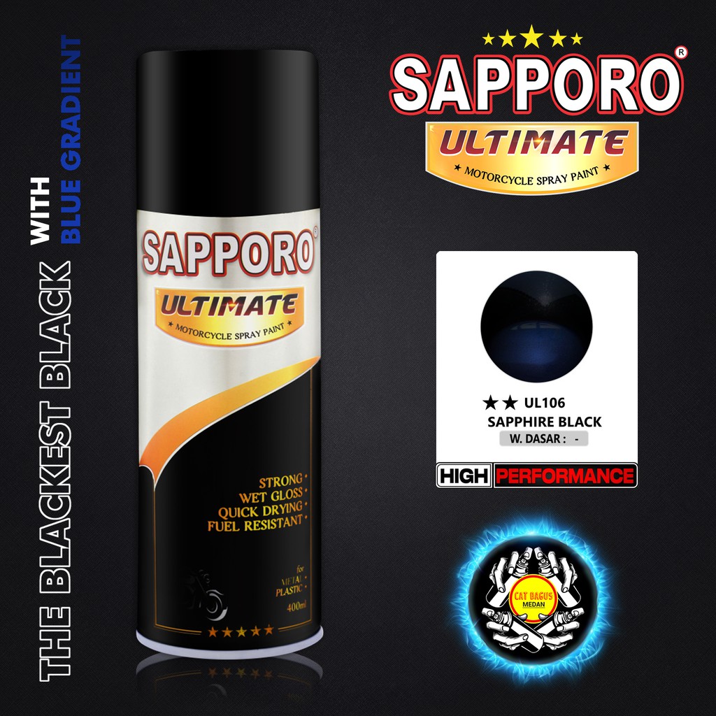 SAPPORO ULTIMATE UL106 SAPPHIRE BLACK CAT SEMPROT 400 ML UL 106 HITAM LEMBAYUNG BIRU PEARL MUTIARA H