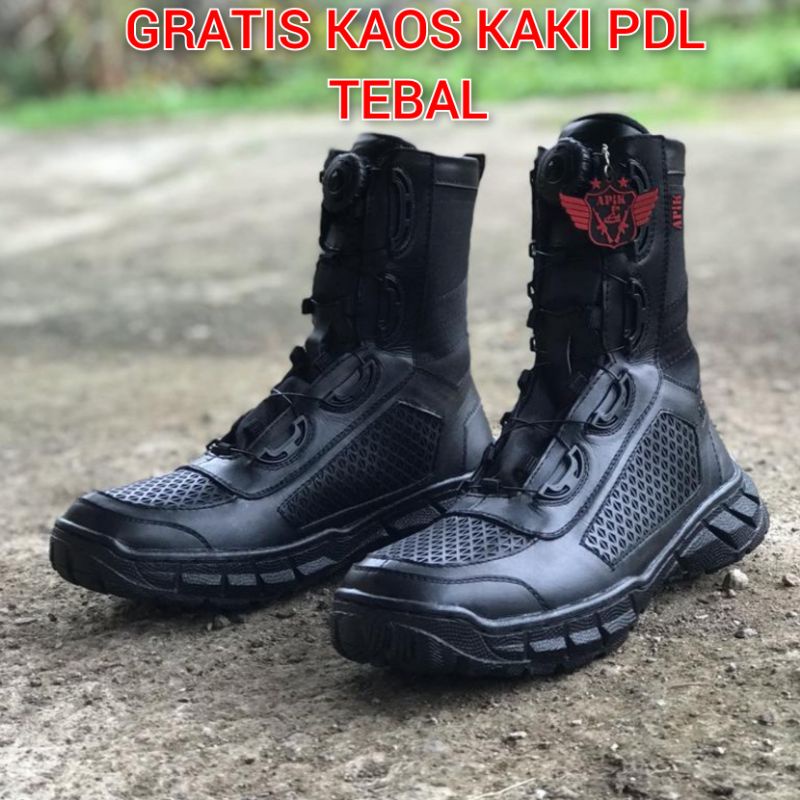 SEPATU PDL TALI PUTAR SARANG TAWON LIBRA KILAP DAN DOP MERK APIK BAHAN KULIT SAPI ASLI SEPATU PDL DINAS LAPANGAN TNI POLRI SECURITY SATPAM SEPATU BOOTS PRIA DAN WANITA