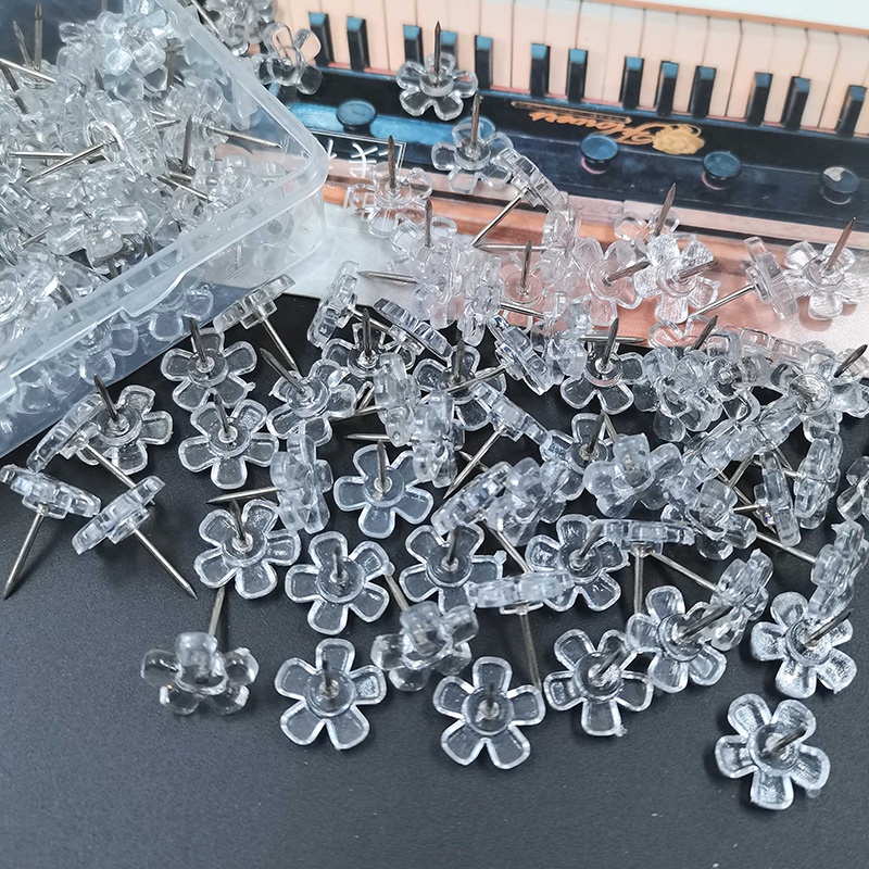 100 Pcs Transparent Flower Small Nail Photo Wall Decoration Fixing Tool