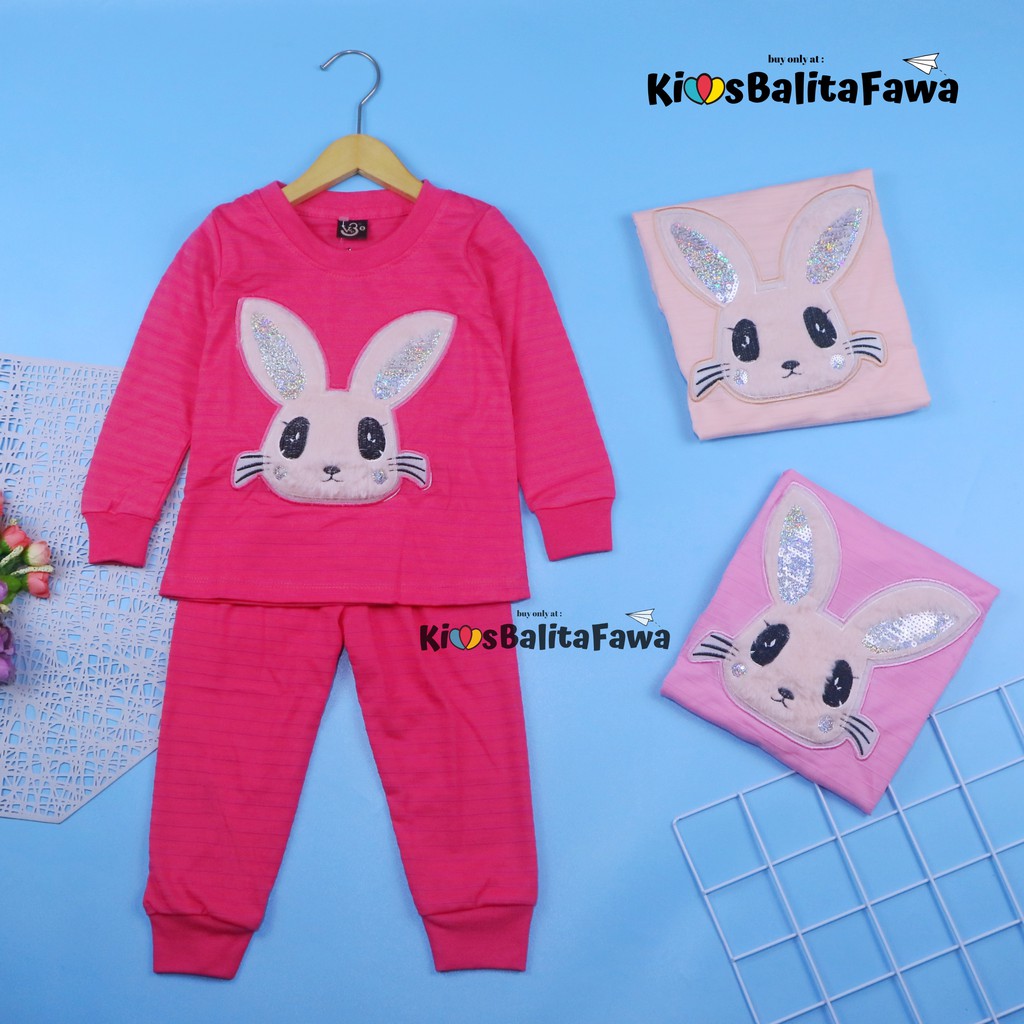 Set Bunny Kids uk Bayi-10 Tahun / EXPORT PREMIUM Setelan Karakter Kaos Piyama Tidur Anak Perempuan