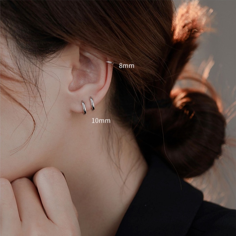 Roselife 2pcs / Set Anting Bulat Minimalis Bahan Titanium Stainless Steel Untuk Perhiasan Pria / Wanita