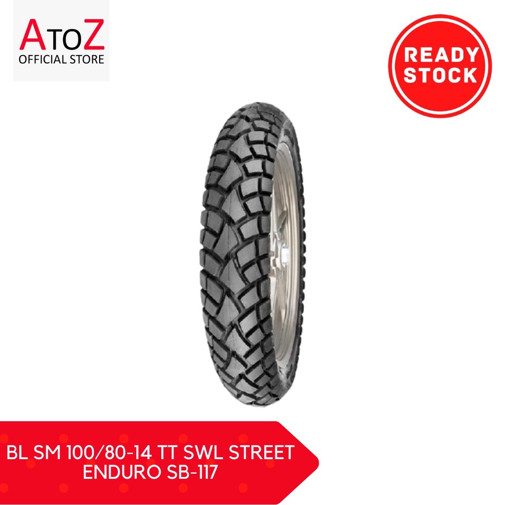 BAN LUAR MOTOR 100/80-14 TUBETYPE SWALLOW STREET ENDURO SB-117