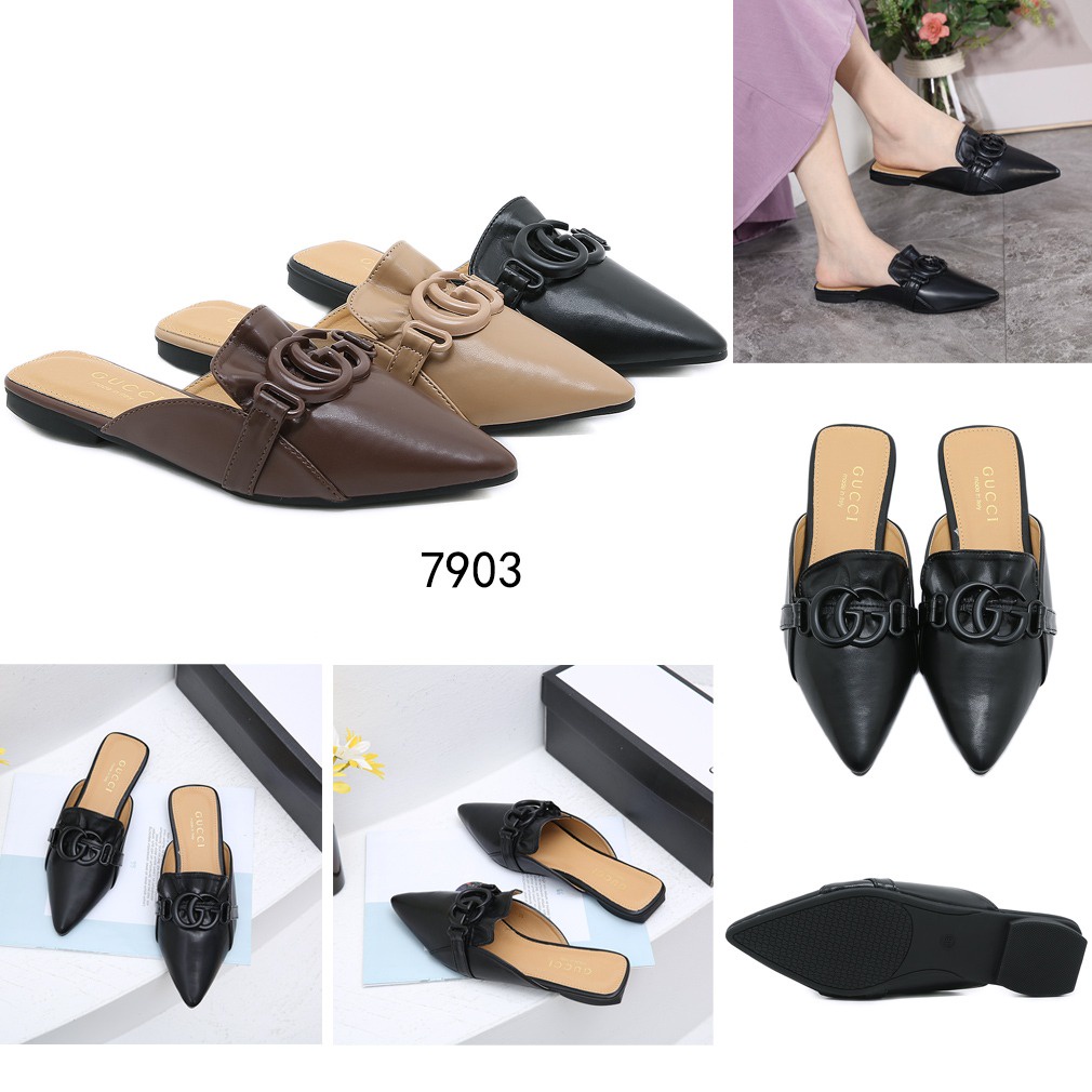 GC Leather Double G Logo Flat Heel Shoes 7903