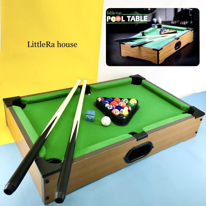 Bill | Billiard Table Mini Bahan Kayu | Meja Billiard Ukuran Kecil Satu Set