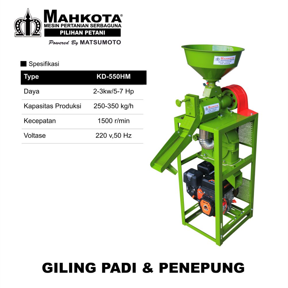 Mesin Penggiling Padi Beras MAHKOTA KD550HM / Polisher Rice Mill Giling Gilingan Tepung Slep Selep KD 550 HM MAHKOTA KD-550HM