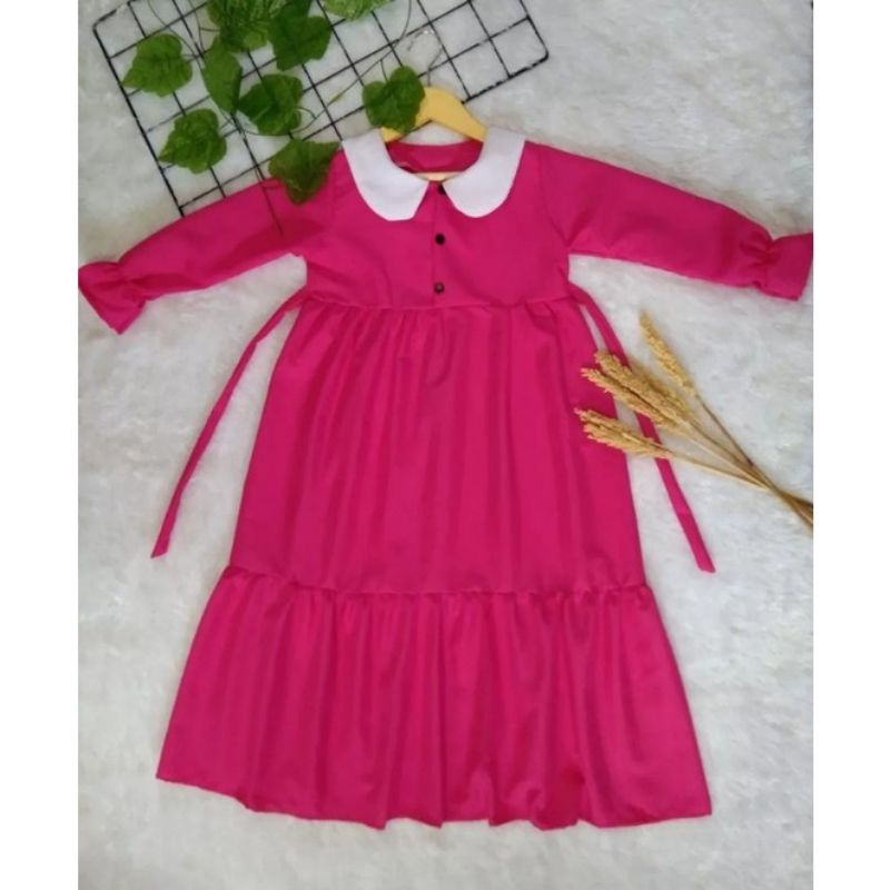 gamis anak terlaris/gamis anak tanggung 3-12 tahun/midi dress anak termurah viral/ootd anak perempua