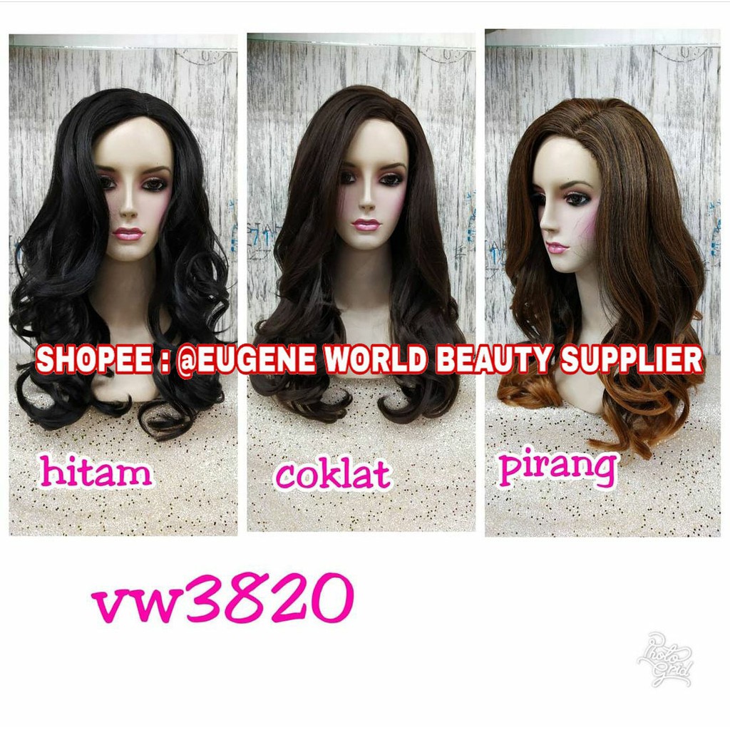 RAMBUT PALSU WIG KOREA WIG PANJANG CURLY WAVE WAVY KERITING TANPA PONI - WIG WANITA RAMBUT ASLI 3820