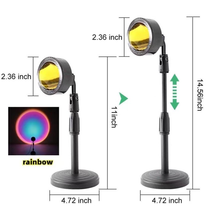 Lampu Tidur Proyektor LED Motif Sunset Rainbow USB Cable 1.5m