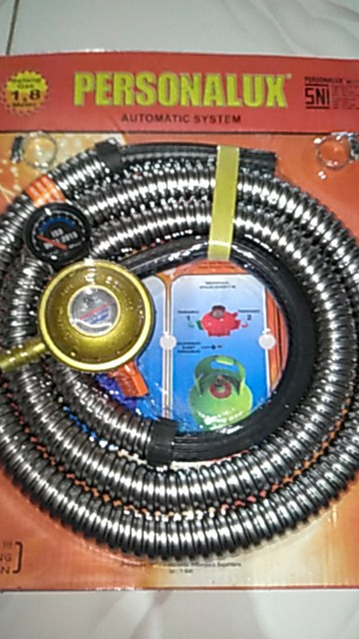 Selang Kompor Gas Dengan Regulator Meter Merek Personalux (paket)