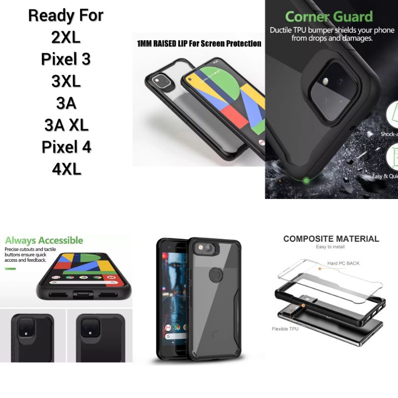 hard case google pixel 4 4xl 3a 3a xl 3 3xl 2xl hybrid belakang keras acrylic back cover